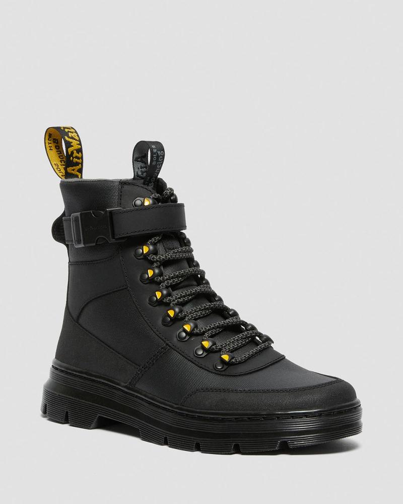 Black Men\'s Dr Martens Combs Tech Coated Canvas Casual Boots | CA 462LIS